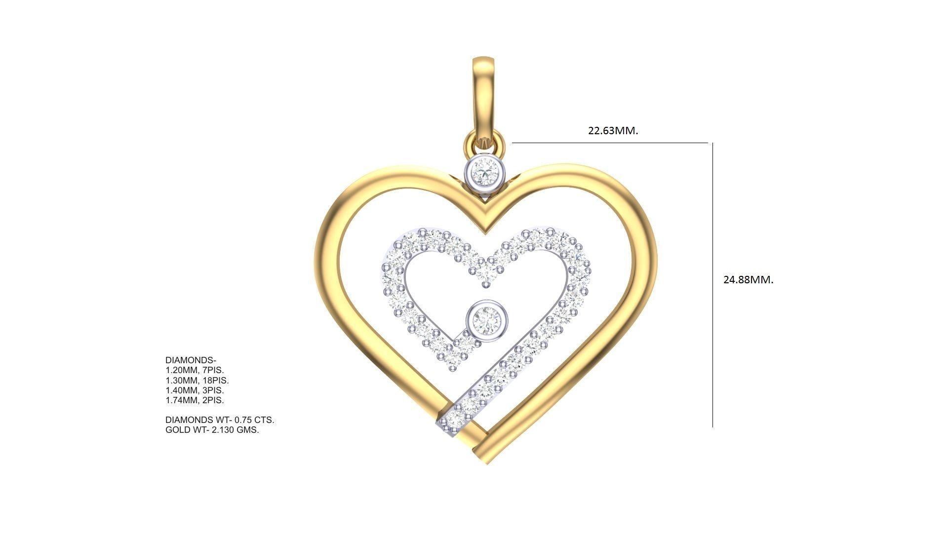 Women Heart Love Diamond Pendant stl renders details 3D print model_2