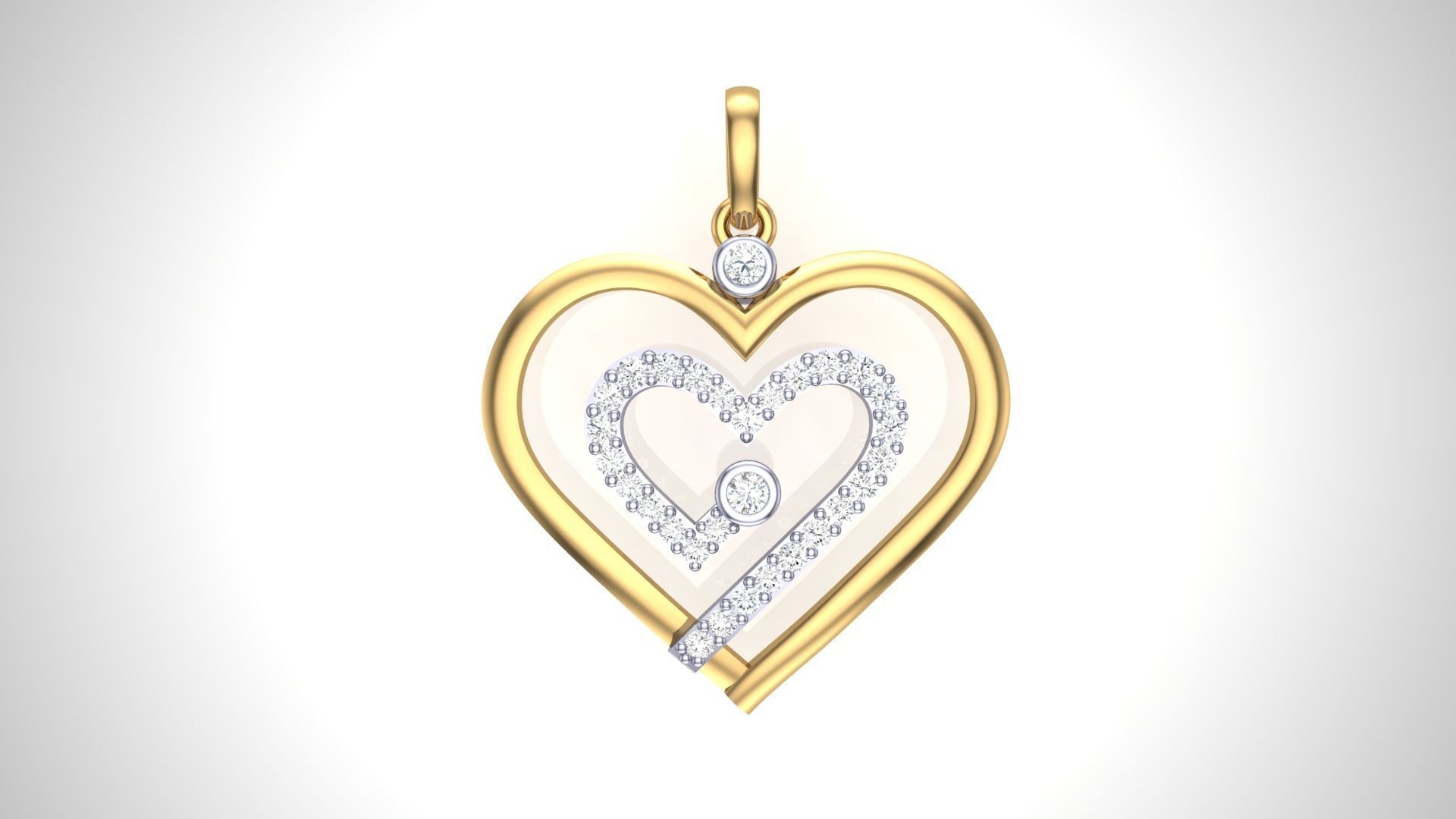 Women Heart Love Diamond Pendant stl renders details 3D print model_3