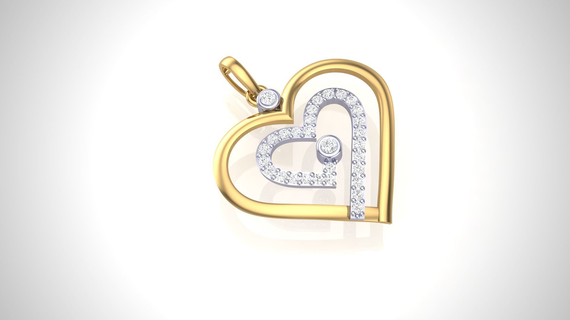 Women Heart Love Diamond Pendant stl renders details 3D print model_1