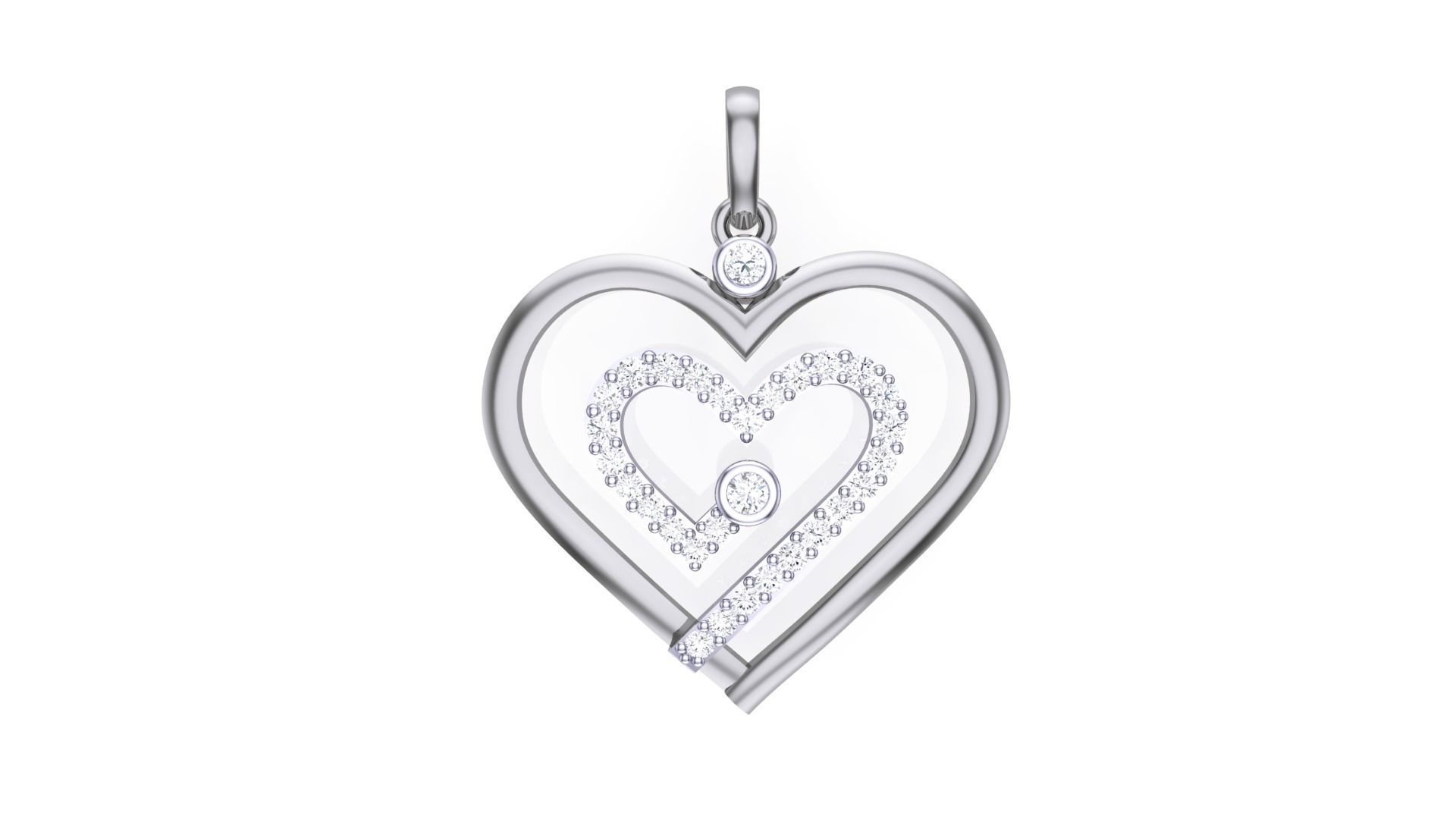 Women Heart Love Diamond Pendant stl renders details 3D print model_4