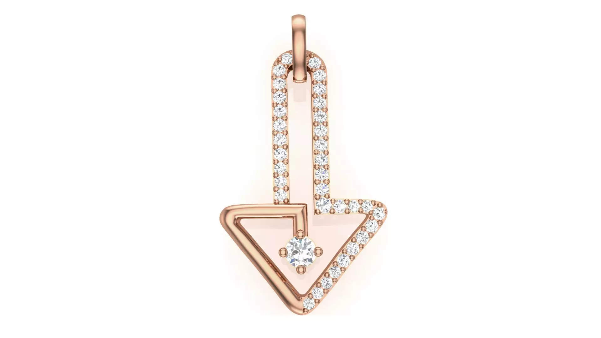 Arrow Women Solitaire Diamond Pendant 3dm stl renders details 3D print model_0