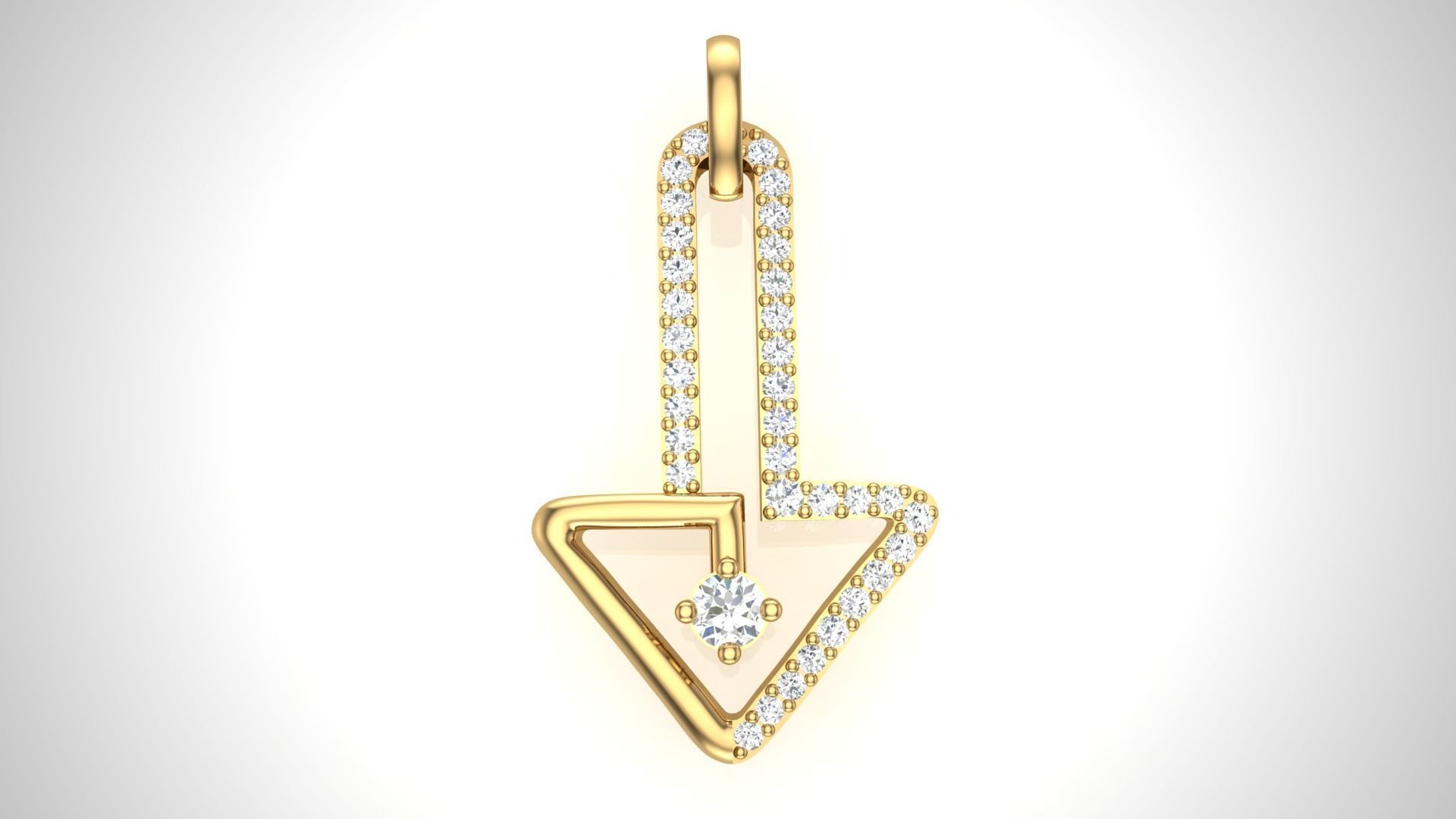 Arrow Women Solitaire Diamond Pendant 3dm stl renders details 3D print model_4