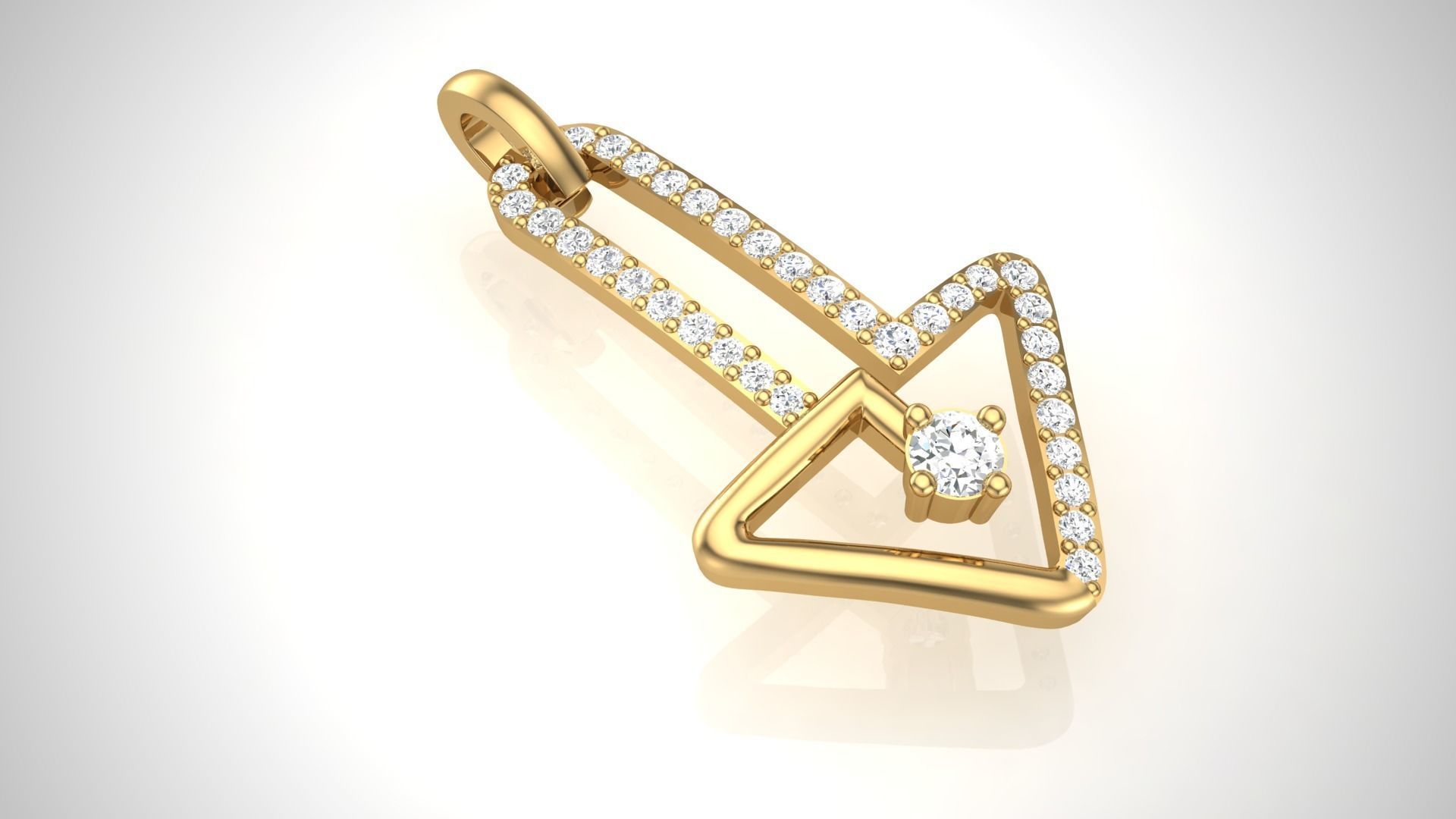 Arrow Women Solitaire Diamond Pendant 3dm stl renders details 3D print model_1