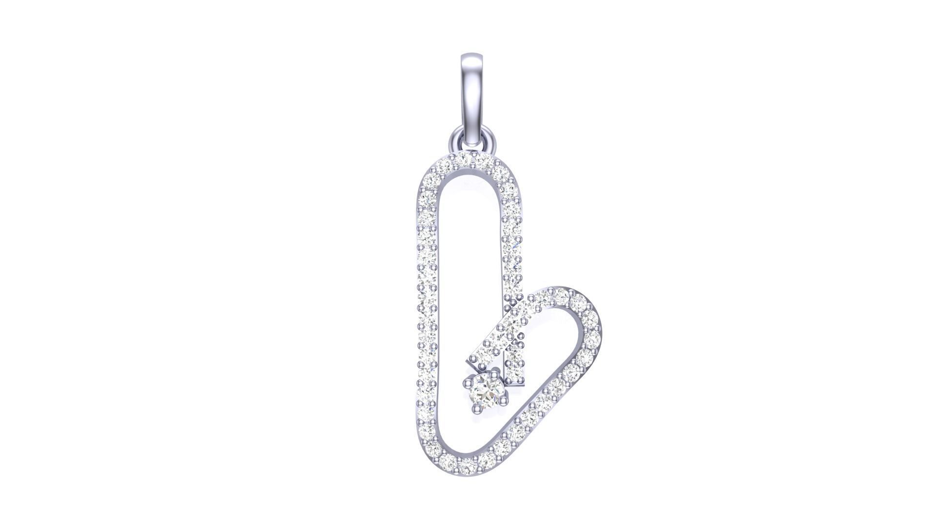 Love Paper Clip Diamond Pendant stl renders details 3D print model_3