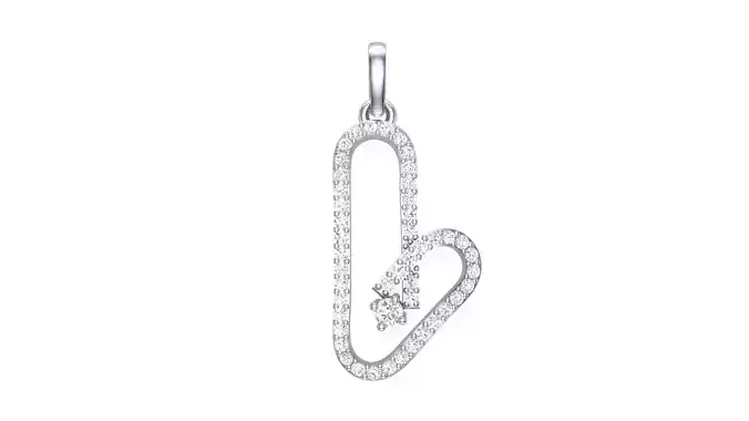Love Paper Clip Diamond Pendant stl renders details