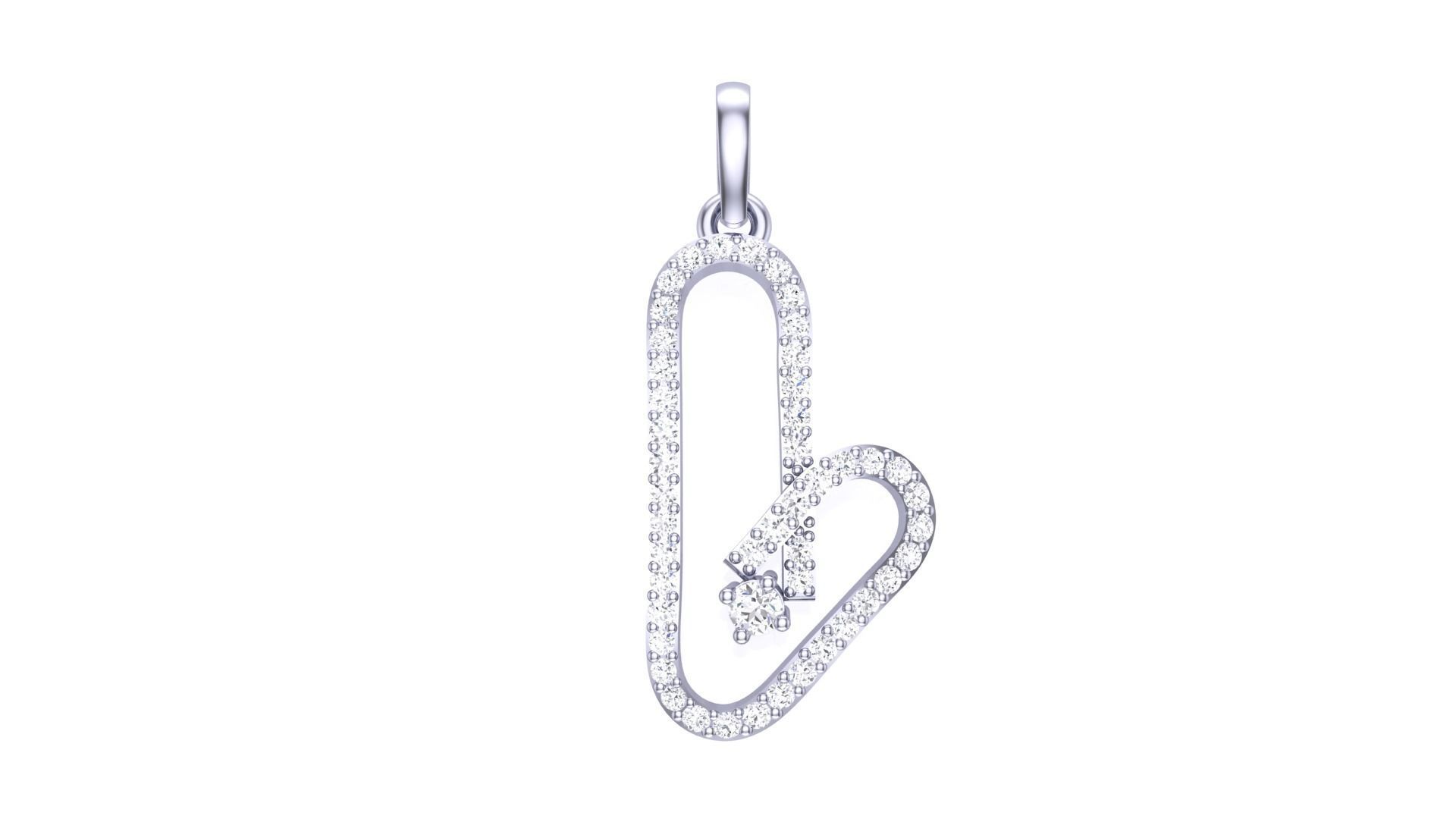 Love Paper Clip Diamond Pendant stl renders details 3D print model_4