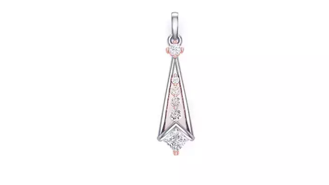 Women Solitaire Diamond Pendant stl renders details