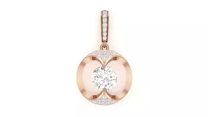 Women Solitaire Diamond Pendant 3dm stl renders details