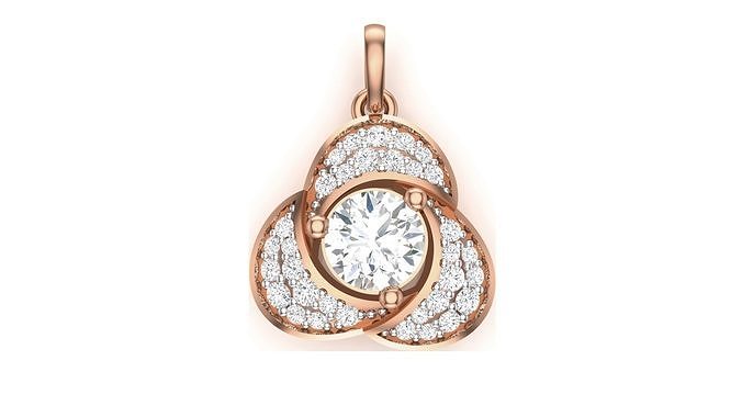 Women Flower Solitaire Diamond Pendant stl renders details 3D print model