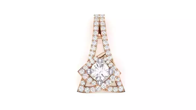Women Solitaire Diamond Pendant stl renders details