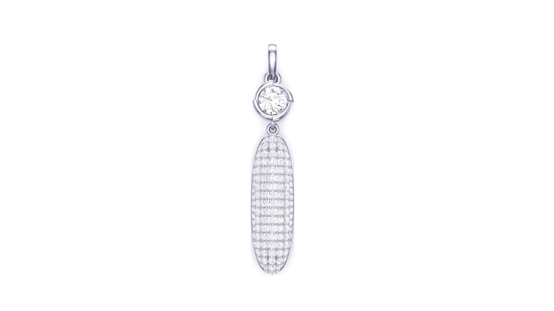 Women Solitaire Tablet Diamond Pendant stl renders details 3D print model