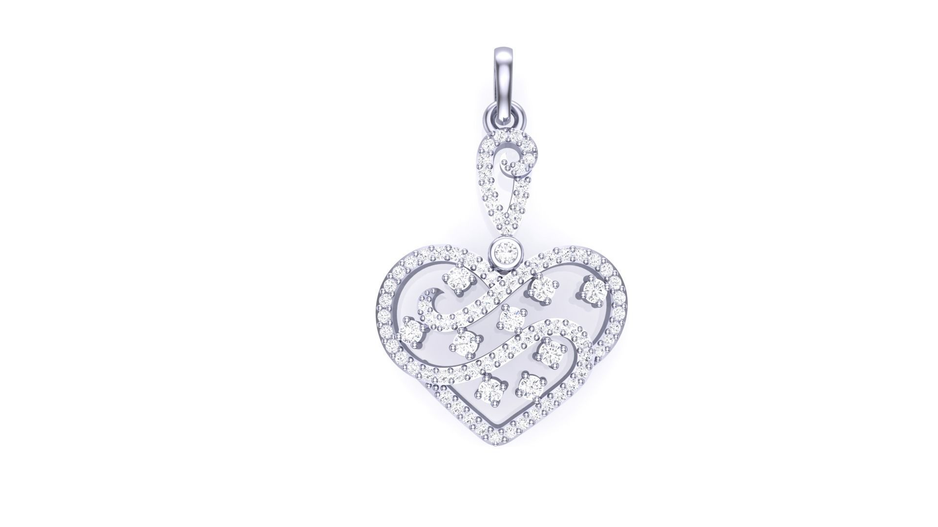 Women Heart Love Diamond Pendant stl renders details 3D print model_4