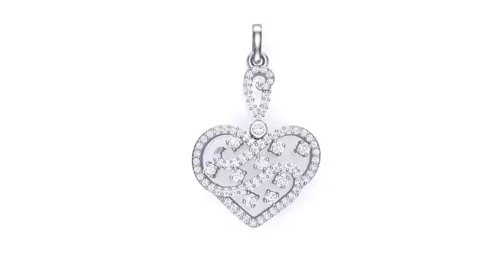 Women Heart Love Diamond Pendant stl renders details 3D print model