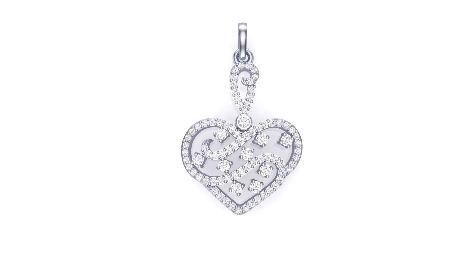 Women Heart Love Diamond Pendant stl renders details 3D print model_0