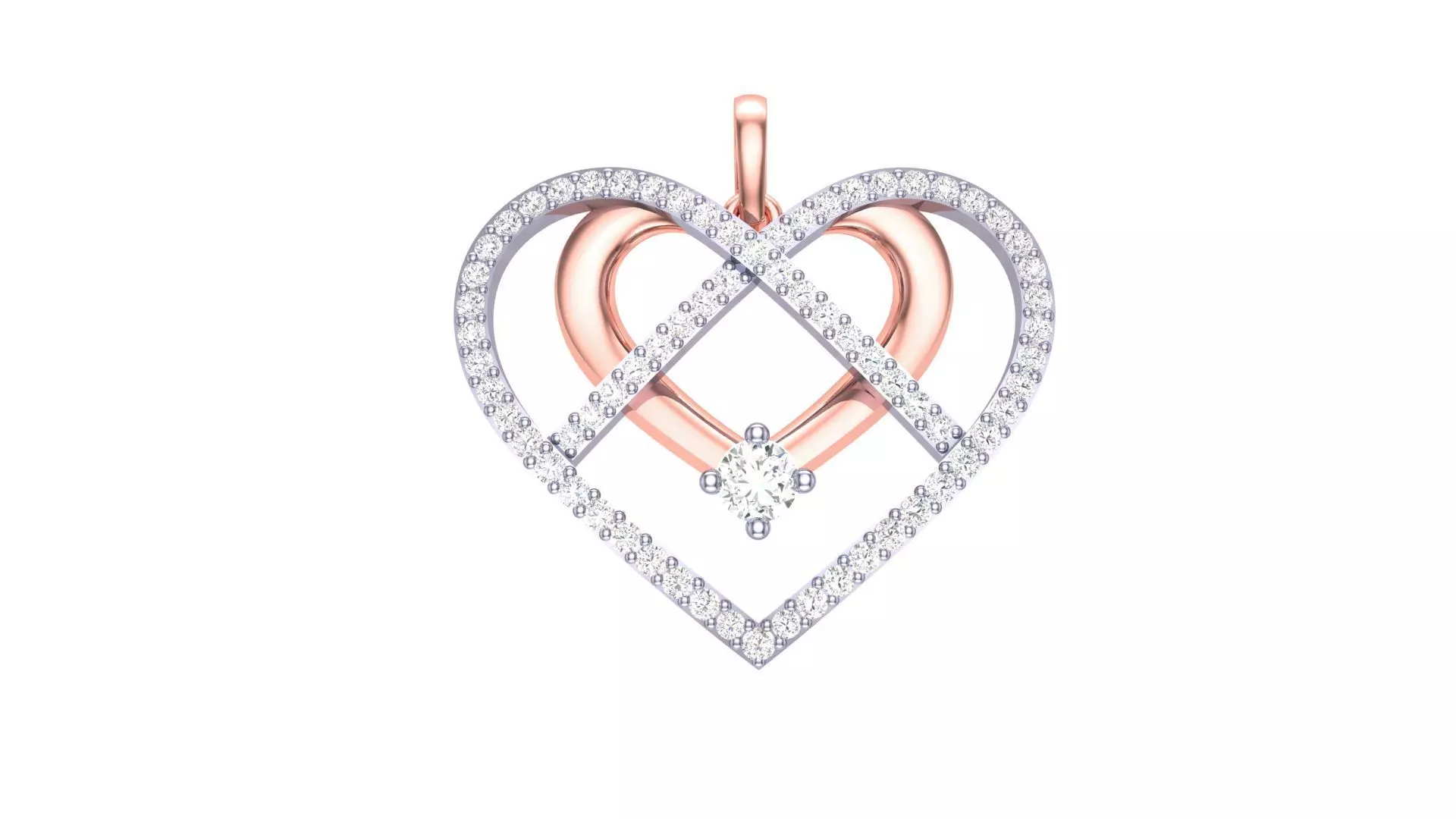 Women Diamond Heart Love Valentine Pendant stl renders details 3D print model_0