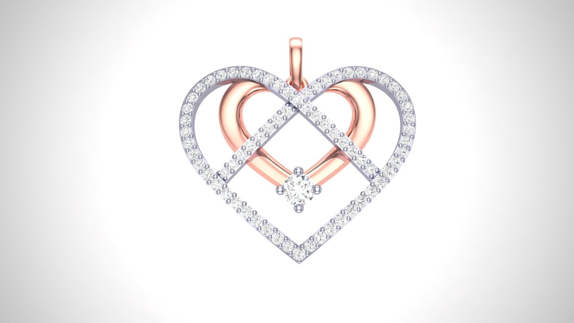 Women Diamond Heart Love Valentine Pendant stl renders details 3D print model_4