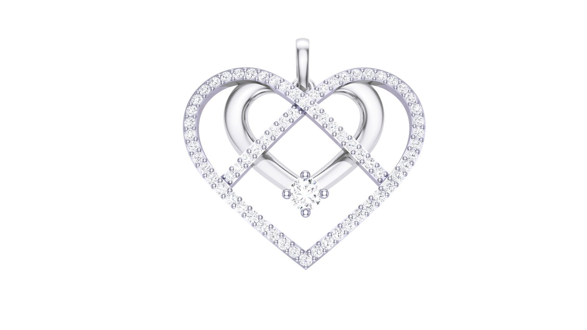 Women Diamond Heart Love Valentine Pendant stl renders details 3D print model_3