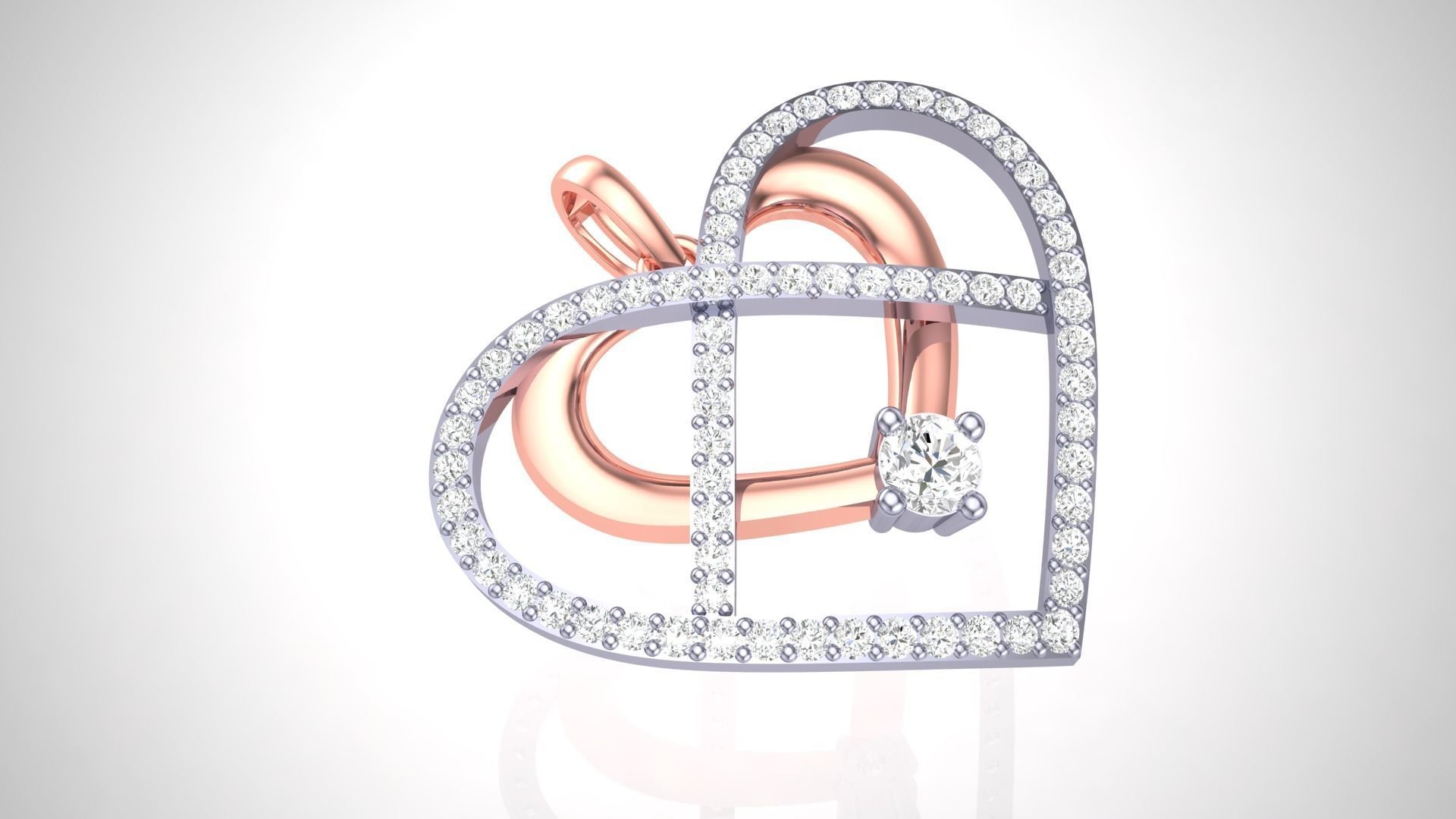 Women Diamond Heart Love Valentine Pendant stl renders details 3D print model_1