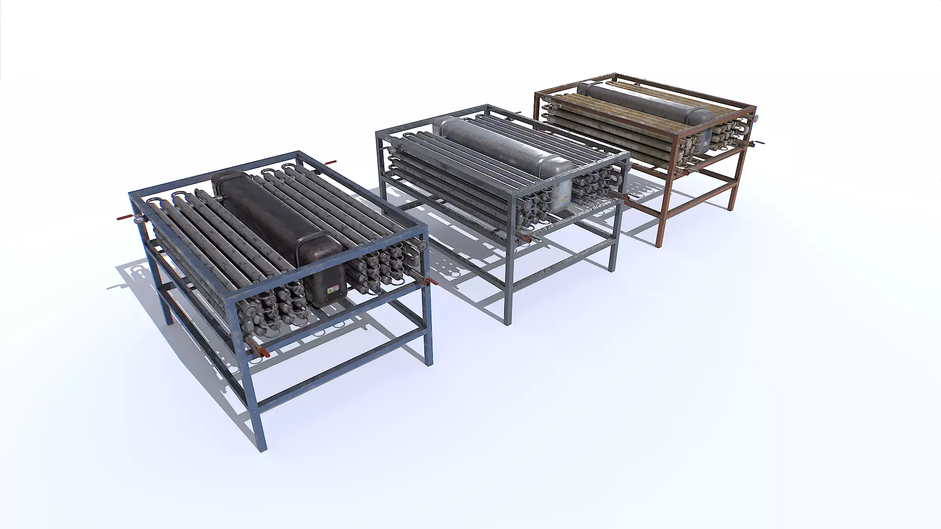 Industrial Machine Set Low-poly 3D model_0