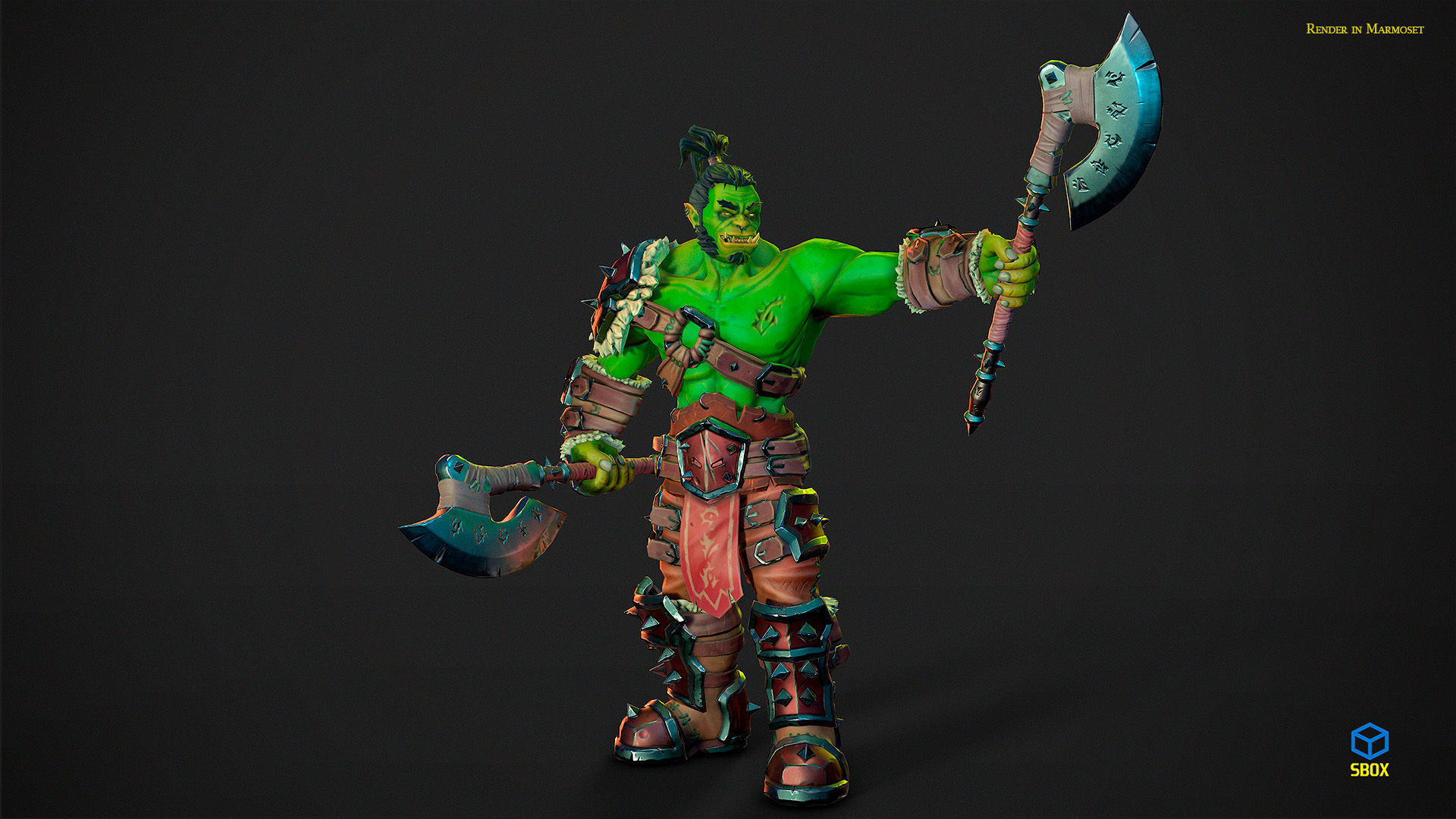 Orc Berserk Low-poly 3D model_9