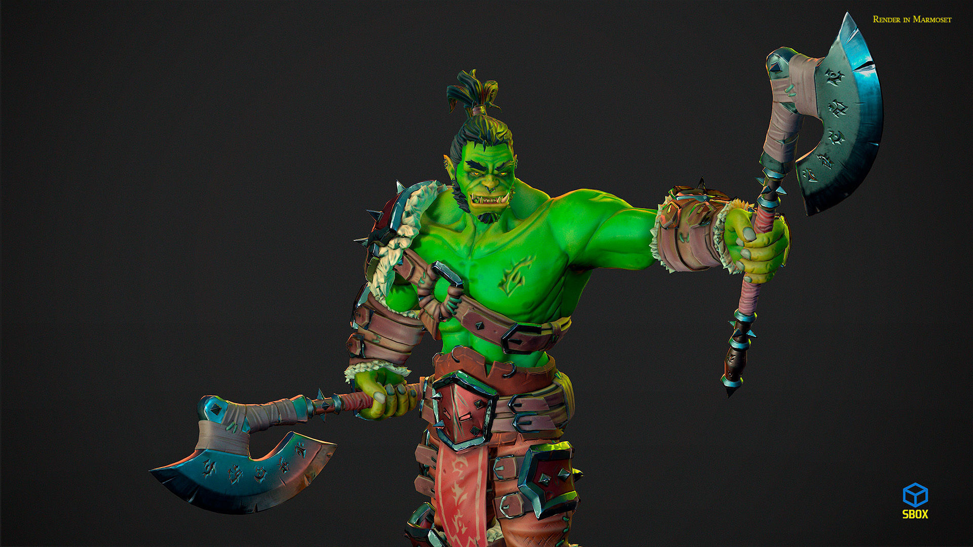 Orc Berserk Low-poly 3D model_8