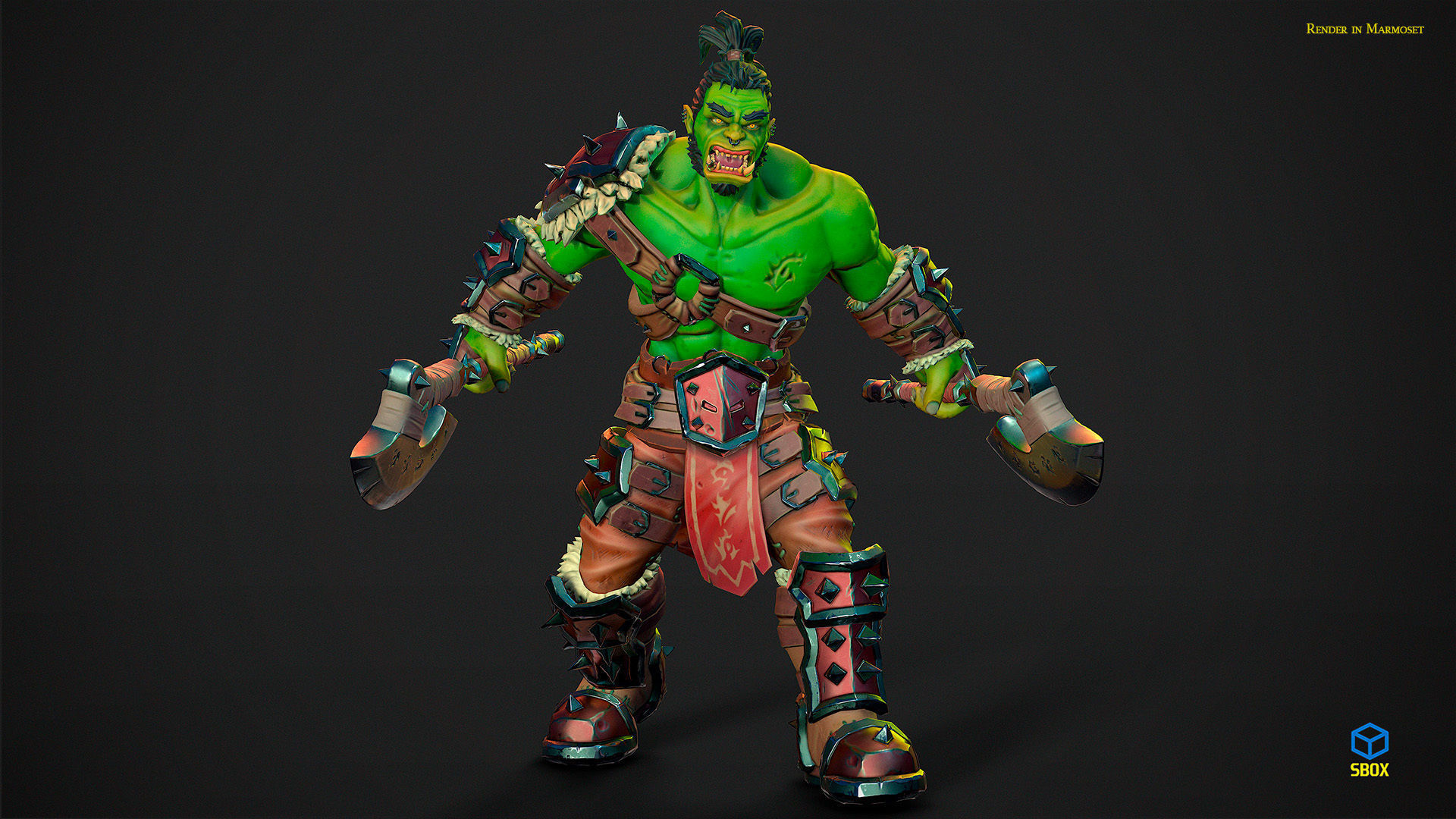 Orc Berserk Low-poly 3D model_3