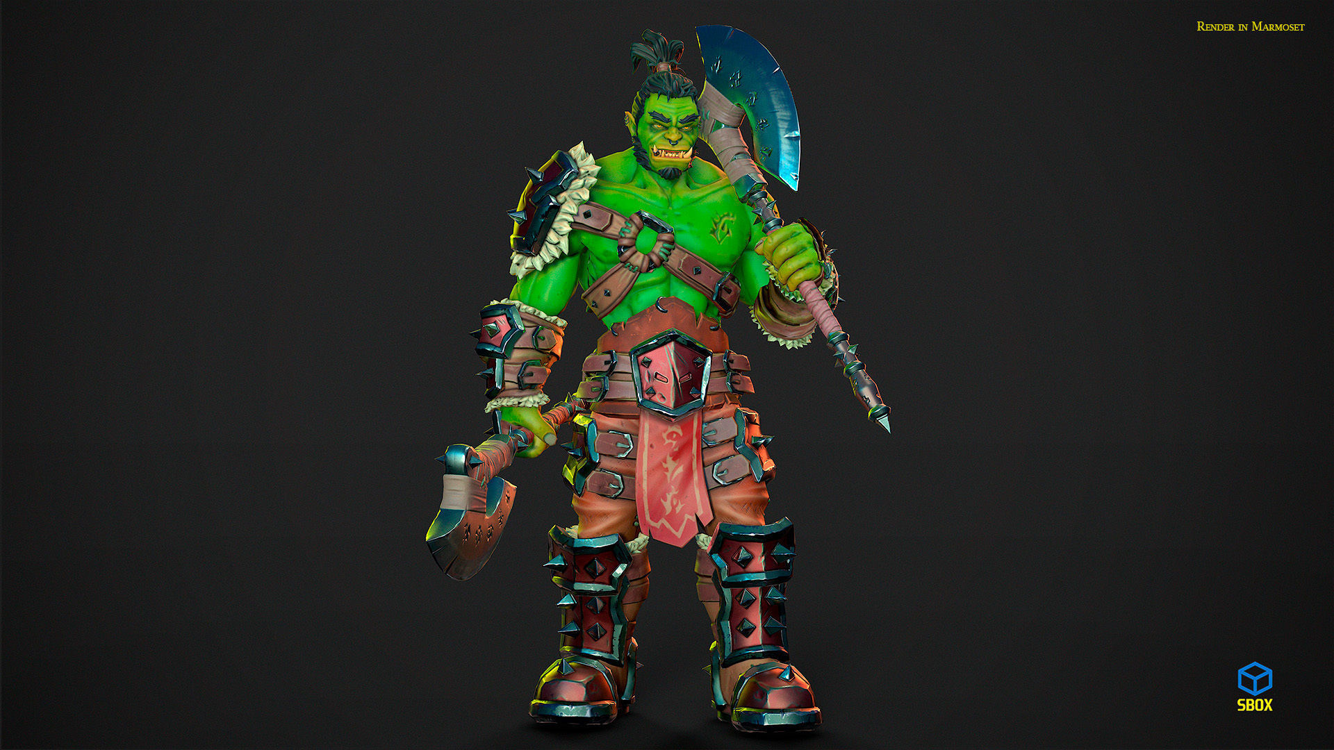 Orc Berserk Low-poly 3D model_7