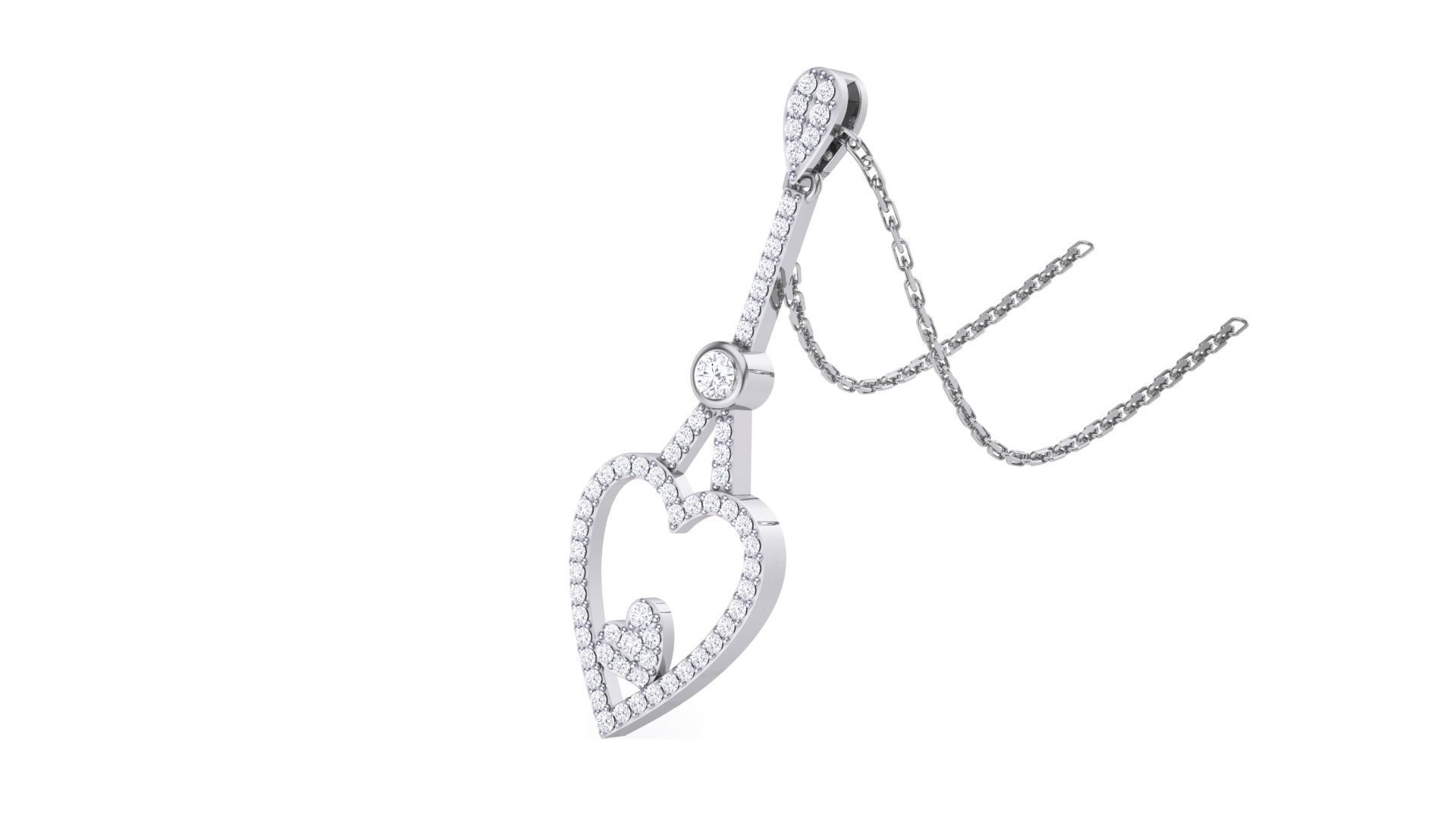 Women Heart Love Diamond Pendant stl renders details 3D print model_7