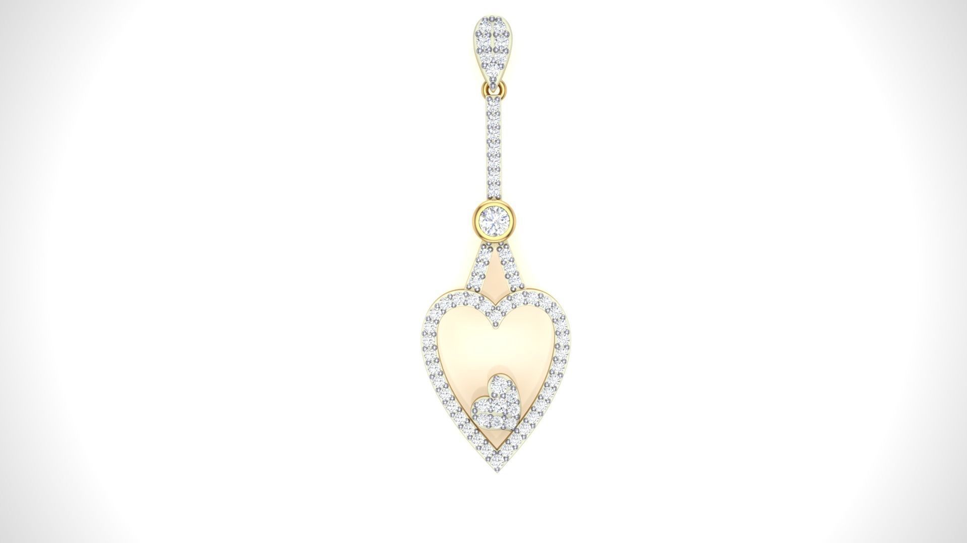 Women Heart Love Diamond Pendant stl renders details 3D print model_5