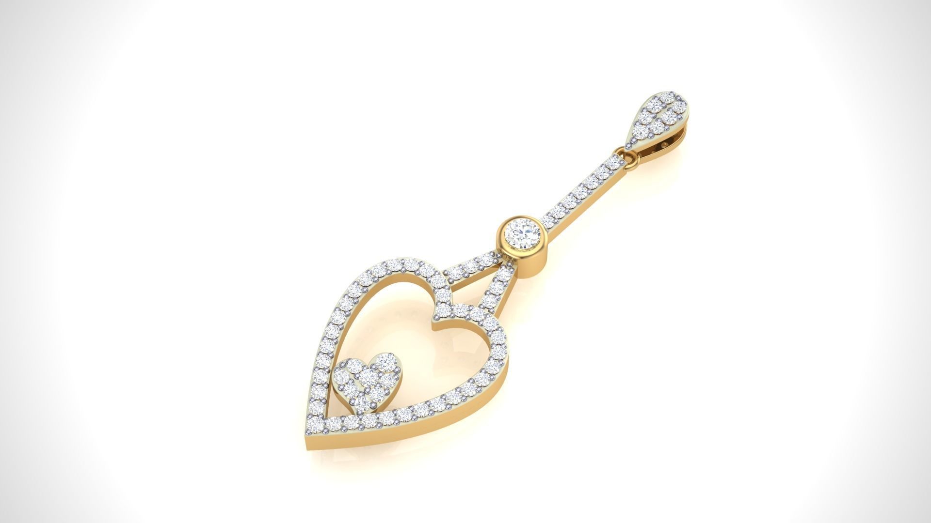 Women Heart Love Diamond Pendant stl renders details 3D print model_2