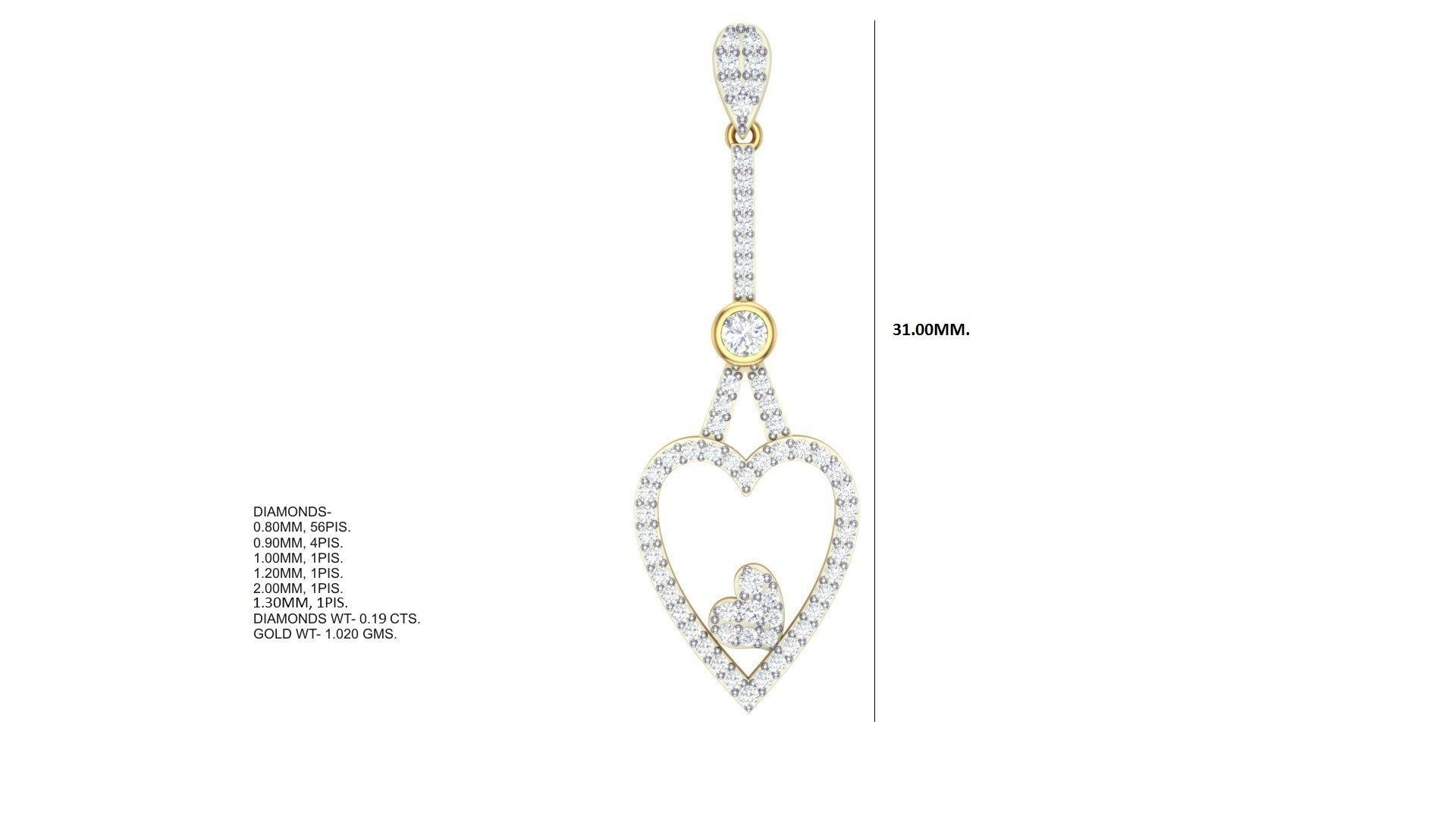 Women Heart Love Diamond Pendant stl renders details 3D print model_3