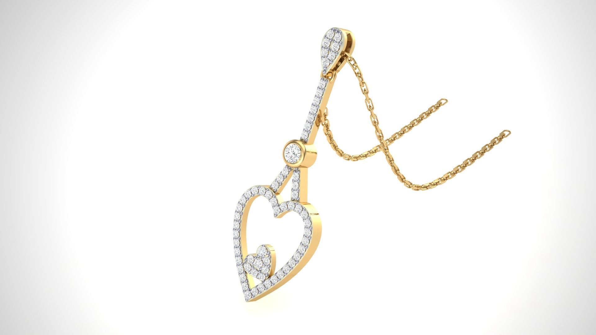 Women Heart Love Diamond Pendant stl renders details 3D print model_8