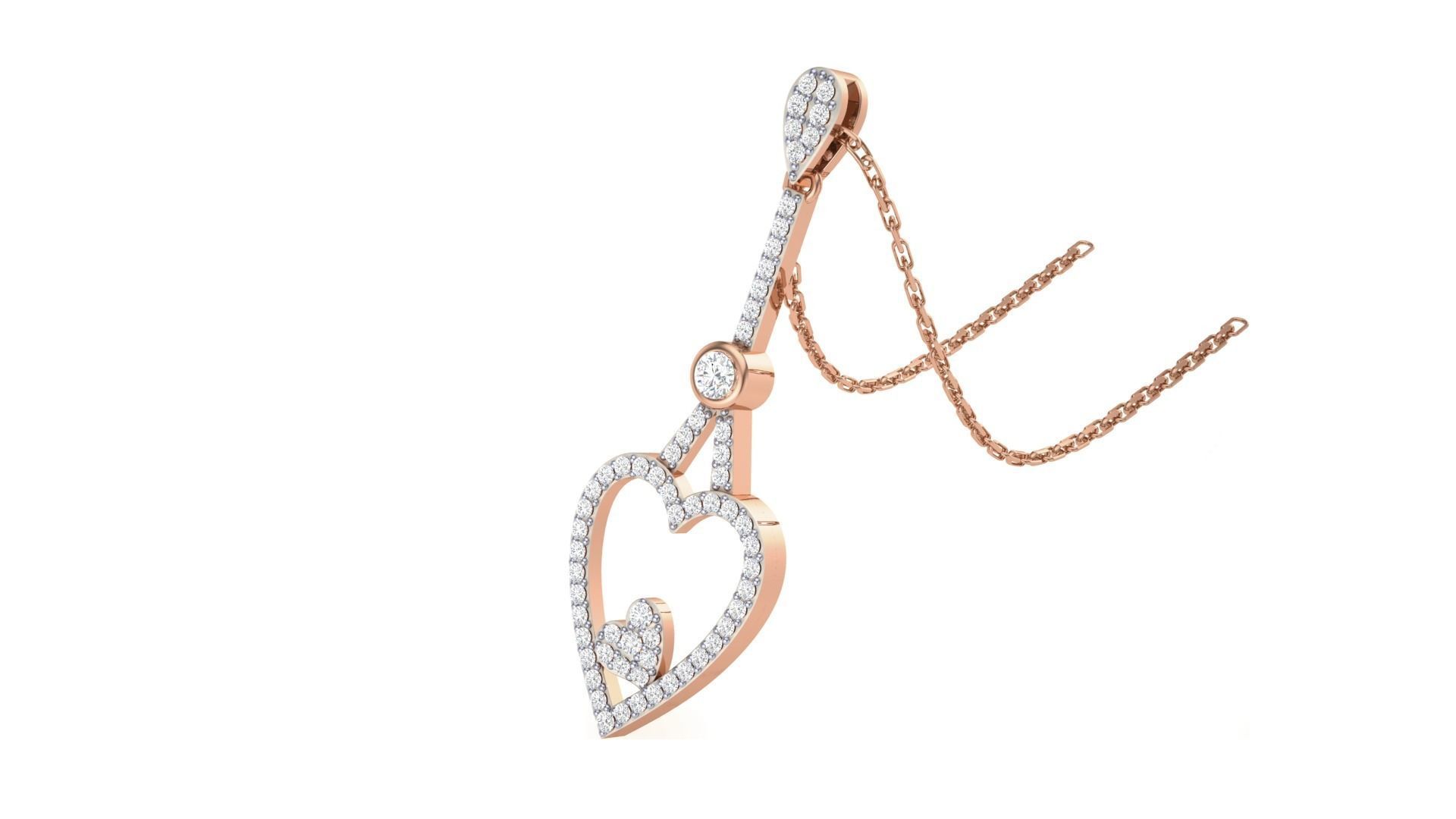 Women Heart Love Diamond Pendant stl renders details 3D print model_9