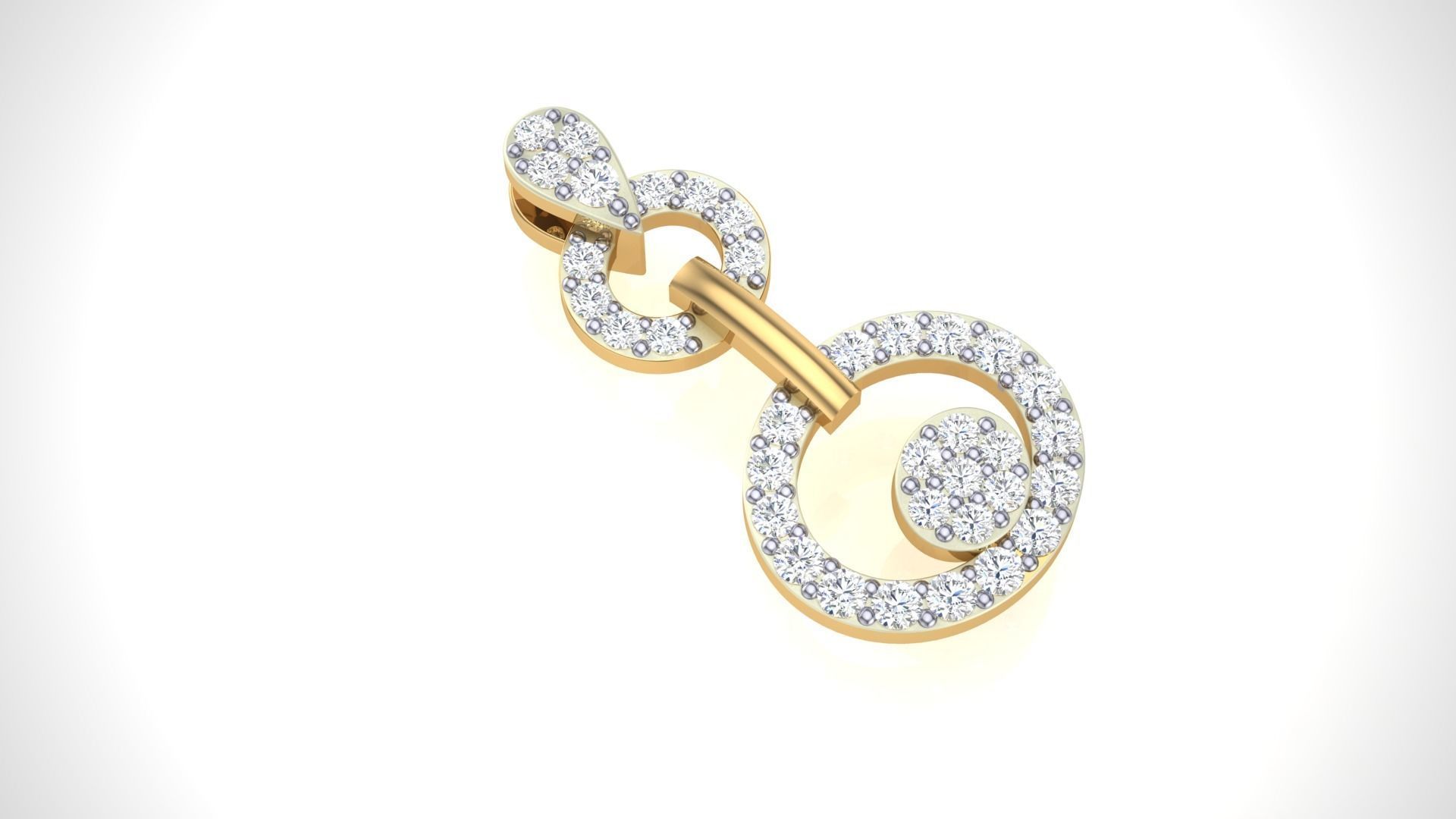 Women Diamond Pendant stl renders details 3D print model_1