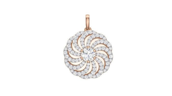 Women Flower Solitaire Diamond Pendant stl renders details 3D print model