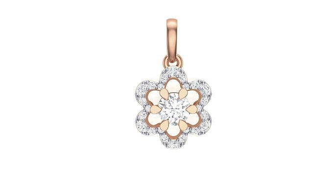 Women Flower Diamond Pendant stl renders details 3D print model