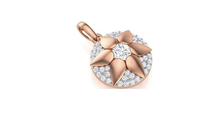 Women Flower Diamond Pendant stl renders details 3D print model