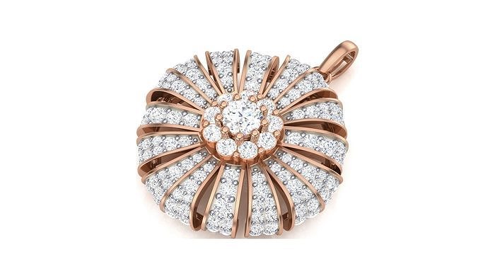 Women Flower Diamond Pendant stl renders details 3D print model