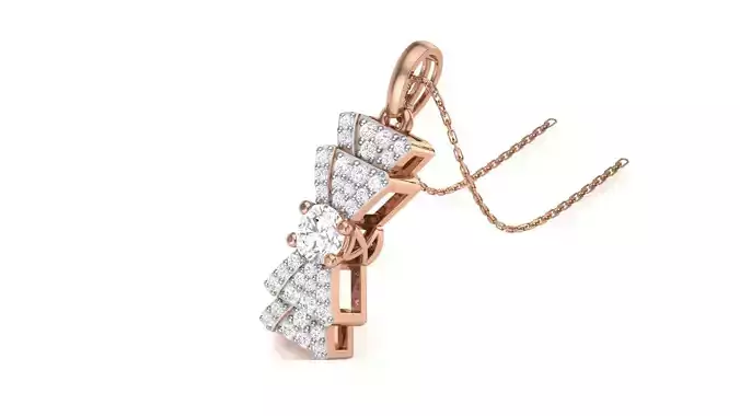 Women Solitaire Diamond Bow Pendant stl renders details