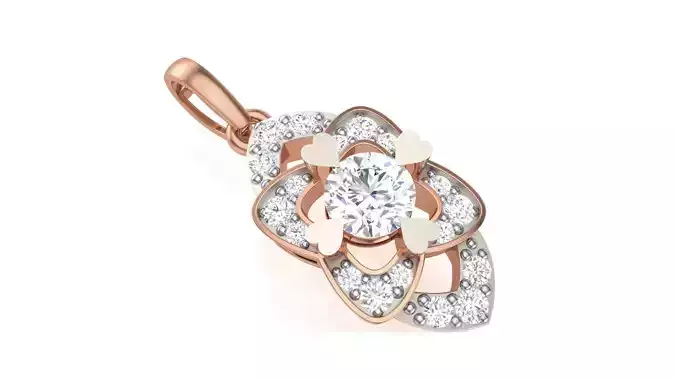 Women Solitaire Diamond Pendant stl renders details