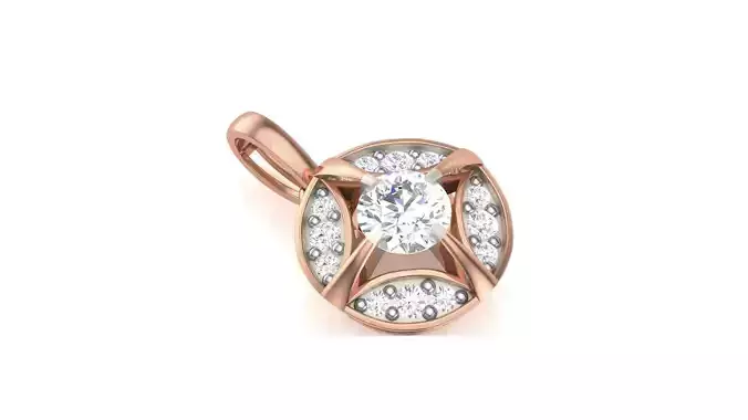 Women Solitaire Diamond Pendant stl renders details
