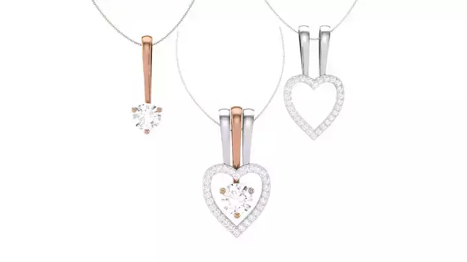 Women Heart Love Diamond Pendant stl renders details 3D print model