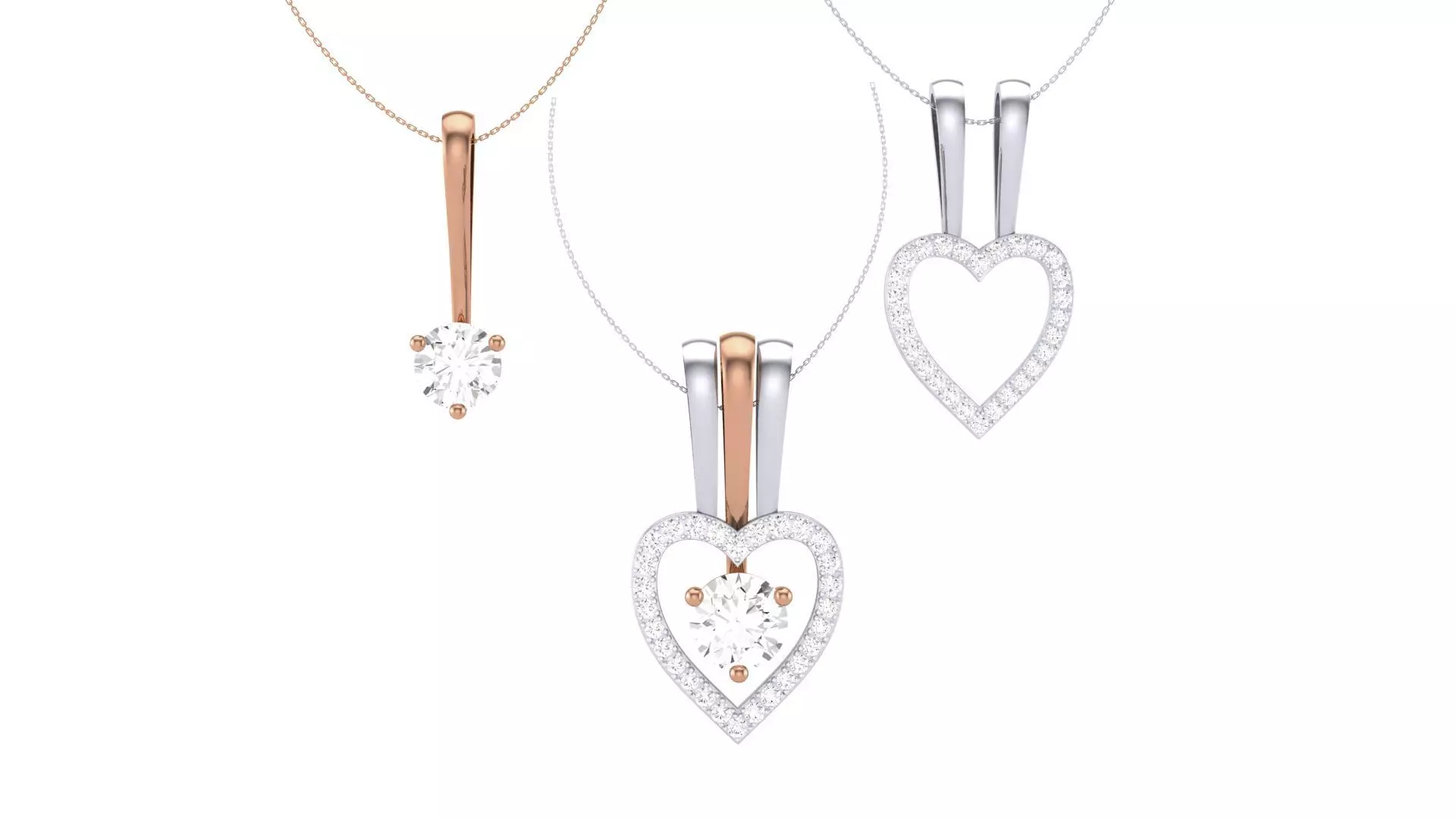 Women Heart Love Diamond Pendant stl renders details 3D print model_0