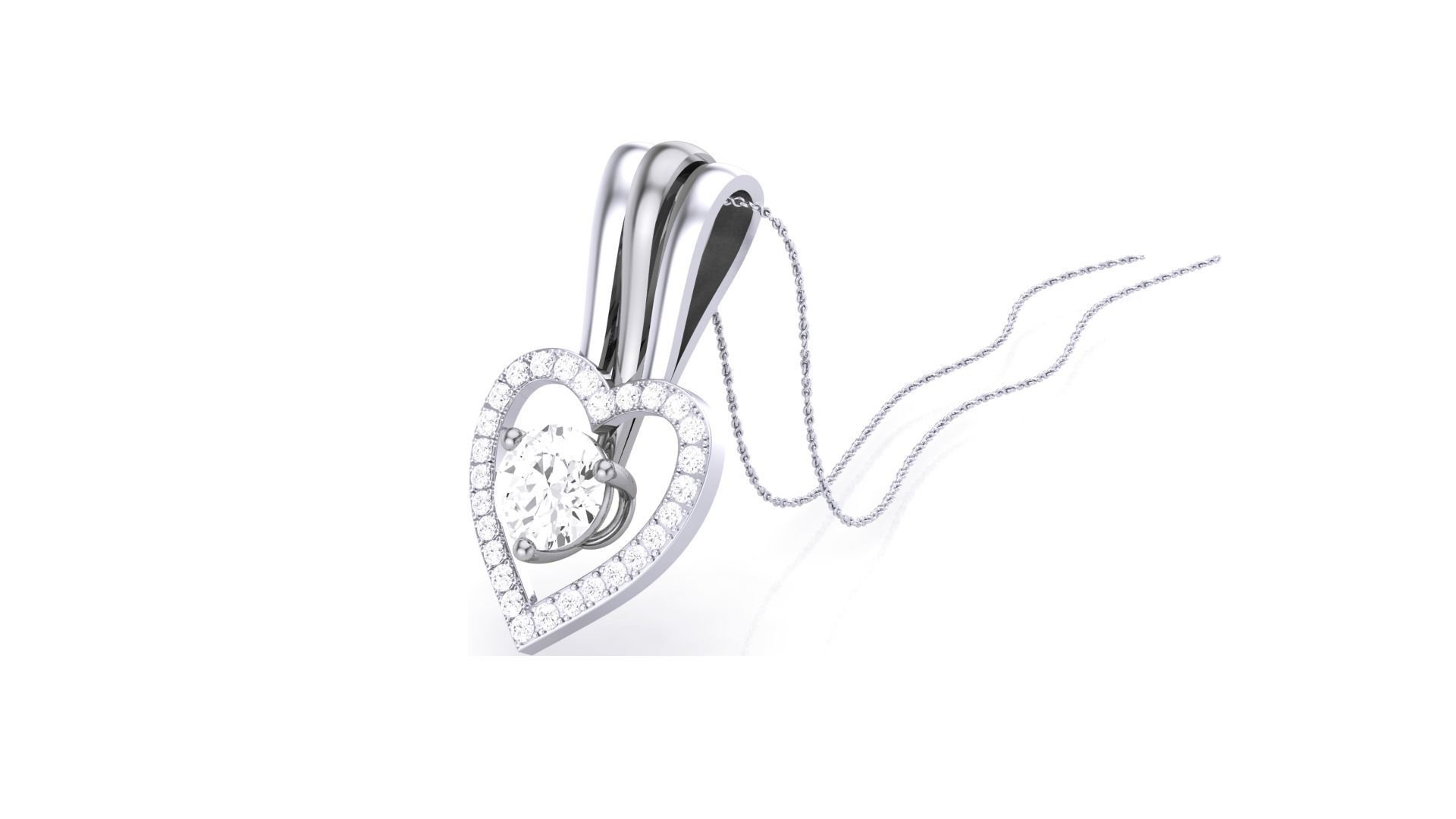 Women Heart Love Diamond Pendant stl renders details 3D print model_4