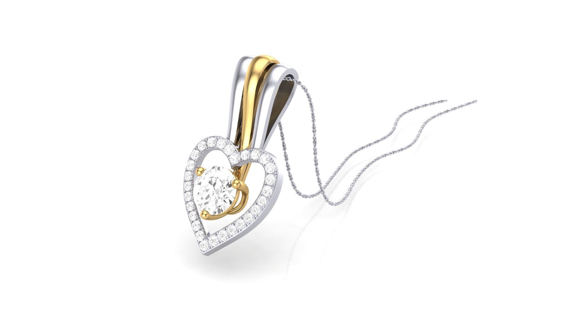 Women Heart Love Diamond Pendant stl renders details 3D print model_2