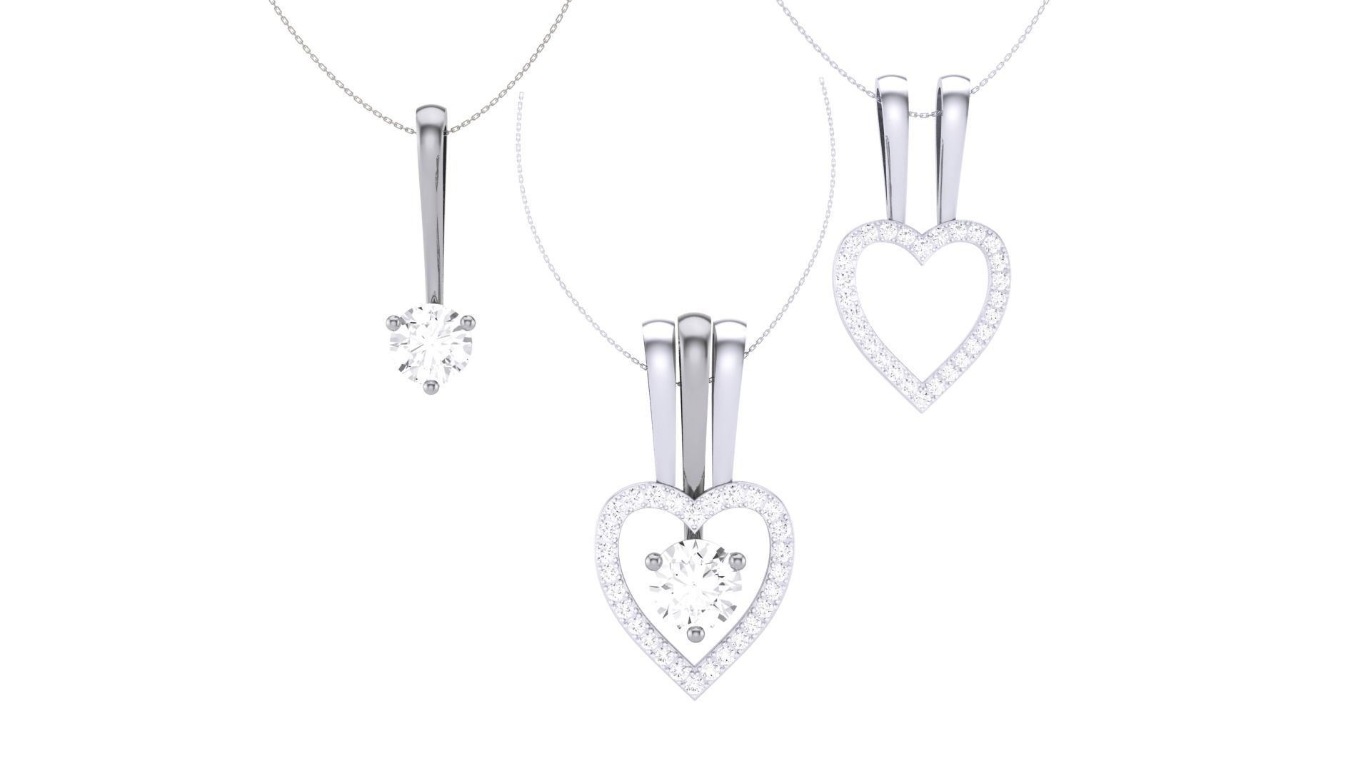 Women Heart Love Diamond Pendant stl renders details 3D print model_5