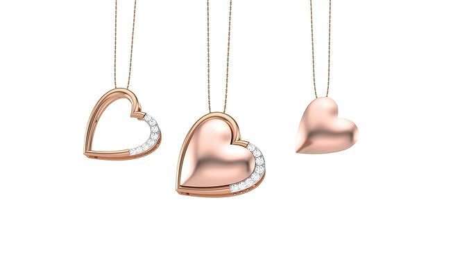 Women Diamond Heart Love Valentine Pendant 3dm stl renders  3D print model