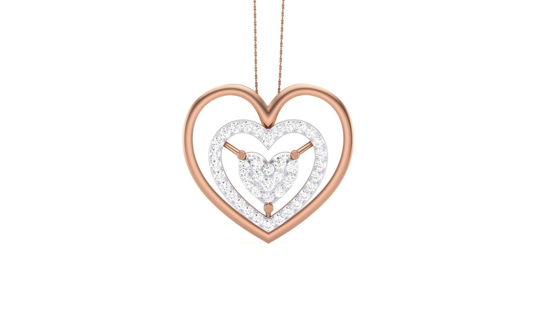 Women Heart Love Diamond Pendant stl renders details 3D print model_4