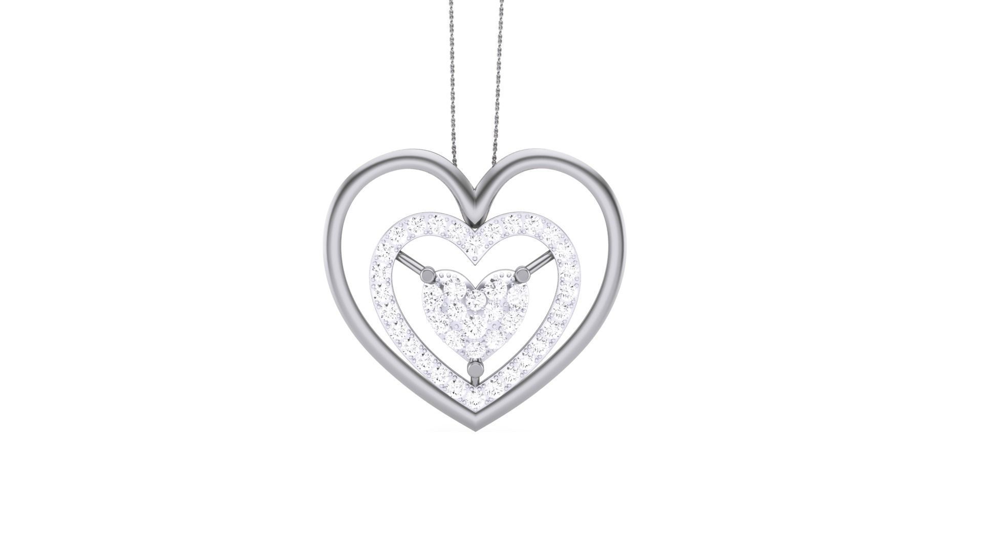 Women Heart Love Diamond Pendant stl renders details 3D print model_6