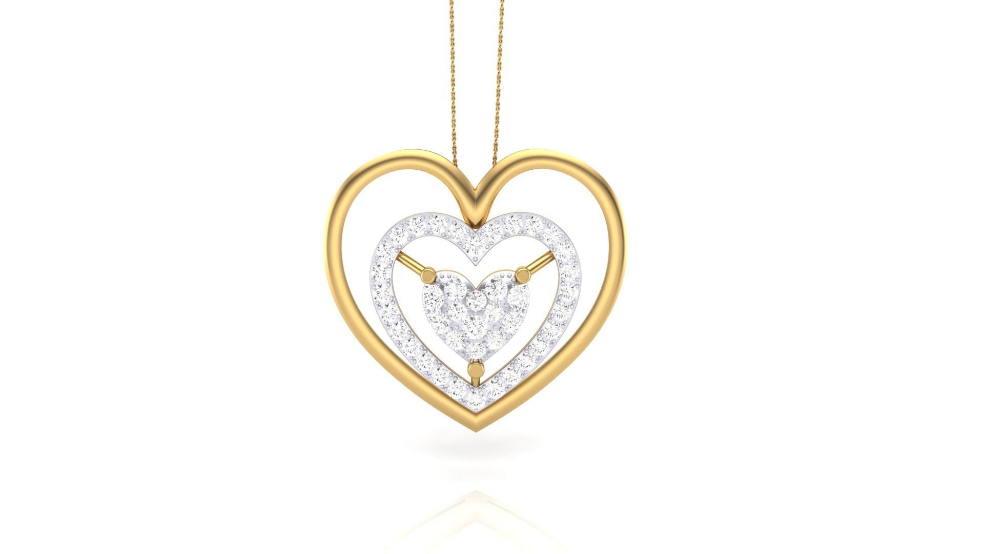 Women Heart Love Diamond Pendant stl renders details 3D print model_5